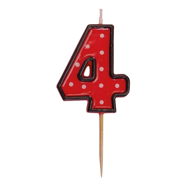 Číslová sviečka na špajdli "4" 50mm [1 ks]
