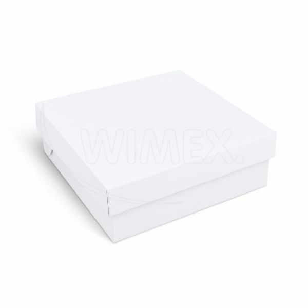 Krabica na tortu (mikrovlnitá lepenka) biela 28 x 28 x 10 cm [100 ks]