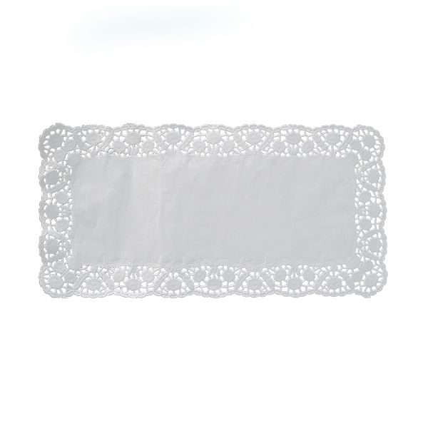 Dekoračná krajka (PAP) hranatá biela 38 x 25 cm [6 ks]