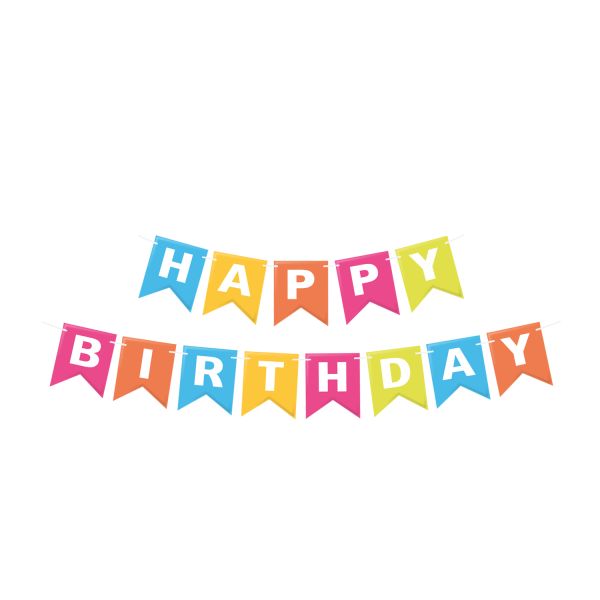 Papierová girlanda sada "HAPPY BIRTHDAY" 16 x 20 cm písmená + 5m šnúrka [1 sada]