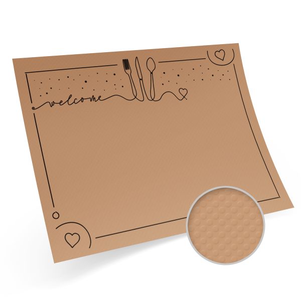 Papierové prestieranie s ražbou "welcome" kraft 40 x 30 cm [200 ks]