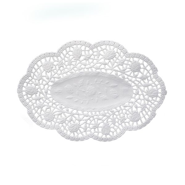 Dekoračná krajka (PAP) oválna biela 36 x 28 cm [100 ks]