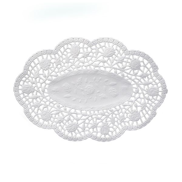 Dekoračná krajka (PAP) oválna biela 50 x 37 cm [100 ks]