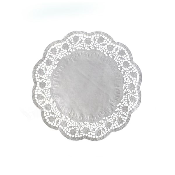 Dekoračná krajka (PAP) okrúhla biela Ø24cm [100 ks]