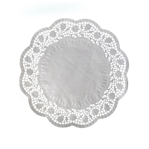 Dekoračná krajka (PAP) okrúhla biela Ø32cm [100 ks]