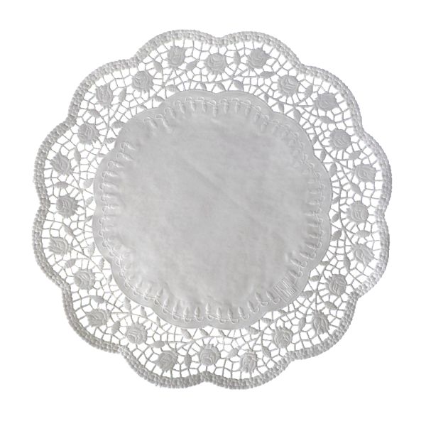 Dekoračná krajka (PAP) okrúhla biela Ø40cm [100 ks]