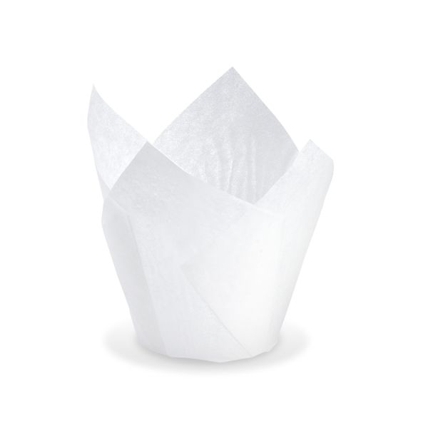 Tulipánový cukrárenský košíček (PAP) biely Ø50 x 85 mm [100 ks]
