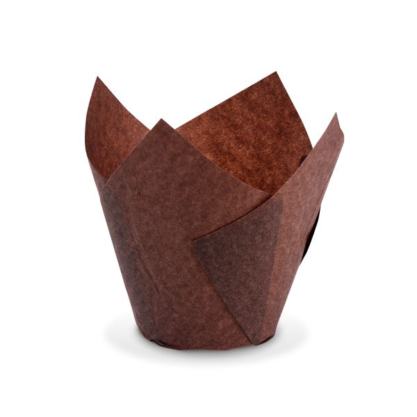 Tulipánový cukrárenský košíček (PAP) hnedý Ø50 x 85 mm [100 ks]