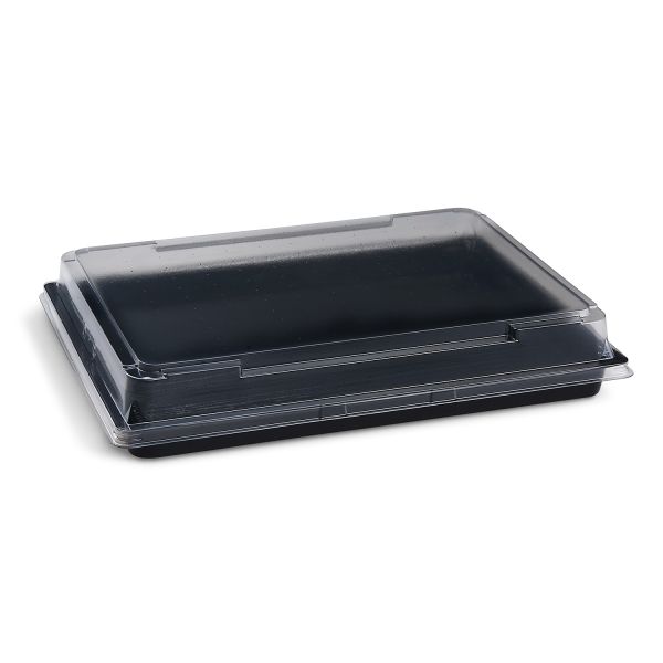 Miska na Sushi (rPET) čierna 255 x 185 x 20 mm + viečko [200 sád]