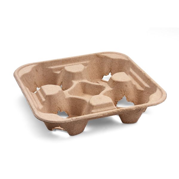 Podnos (PAP FSC Recycled) na 4 poháre 22 x 22 x 4,5 cm [50 ks]