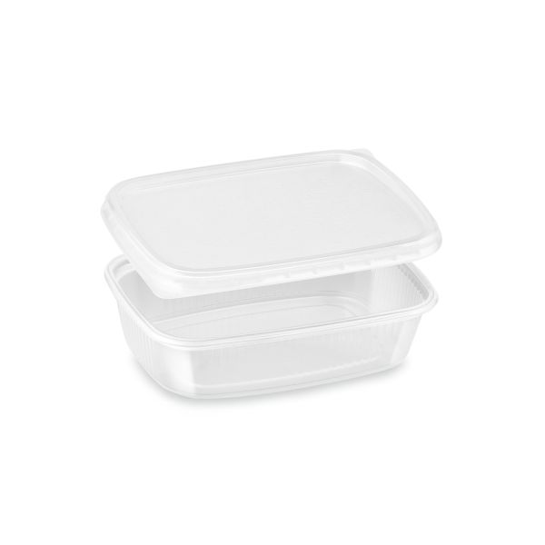 Miska (PP) hranatá priehľadná 125ml + viečko [5 x 50 sád]