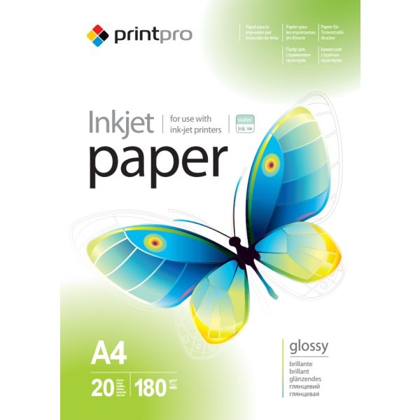 Fotopapier PrintPro Vysoko lesklý 180g/m²,20ks,A4 (PGE180020A4)
