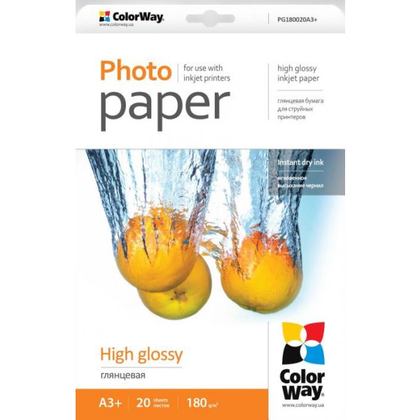 Fotopapier ColorWay Vysoko lesklý 180g/m²,20ks,A3+ (PG180020A3+)