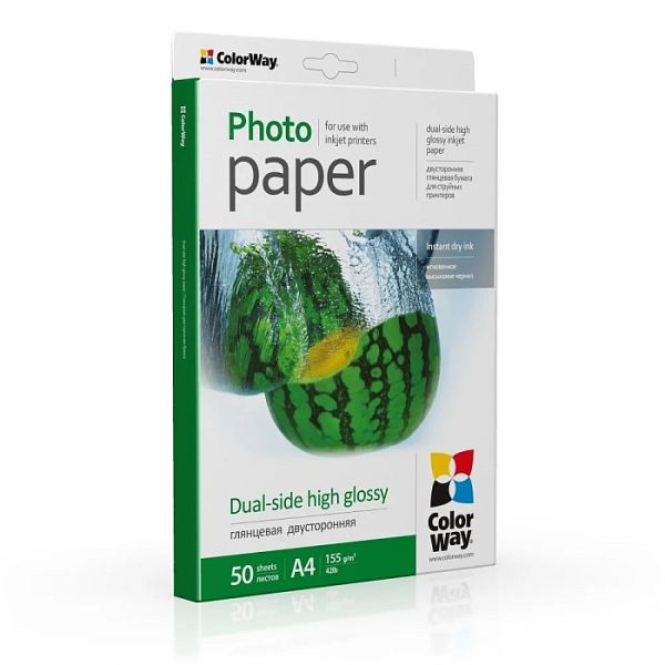 Fotopapier ColorWay Vysoko lesklý, obojstranný, 155g/m²,50ks,A4 (PGD155050A4)