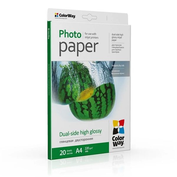 Fotopapier ColorWay Vysoko lesklý, obojstranný, 220g/m²,20ks,A4 (PGD220020A4)