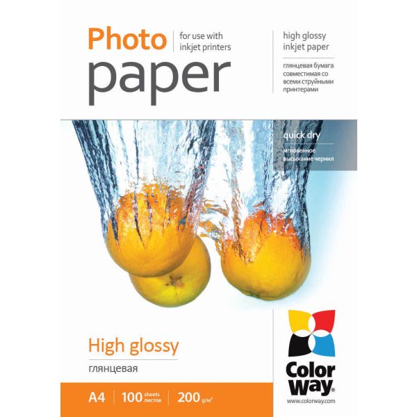 Fotopapier ColorWay Vysoko lesklý 200g/m²,100ks,A4 (PG200100A4)