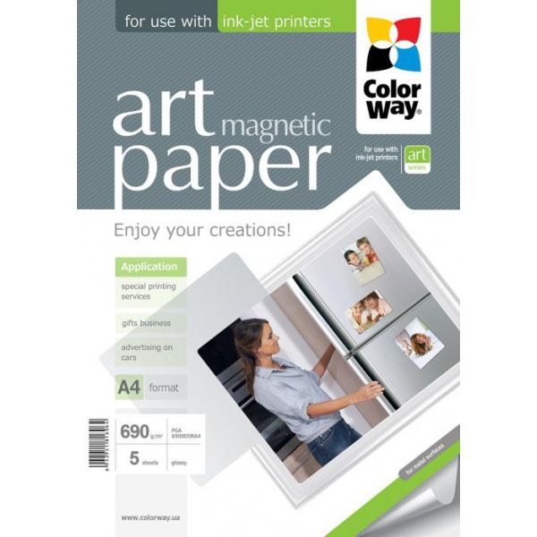 Fotopapier ColorWay ART Lesklý Magnetický 690g/m²,5ks,A4 (PGA690005MA4)