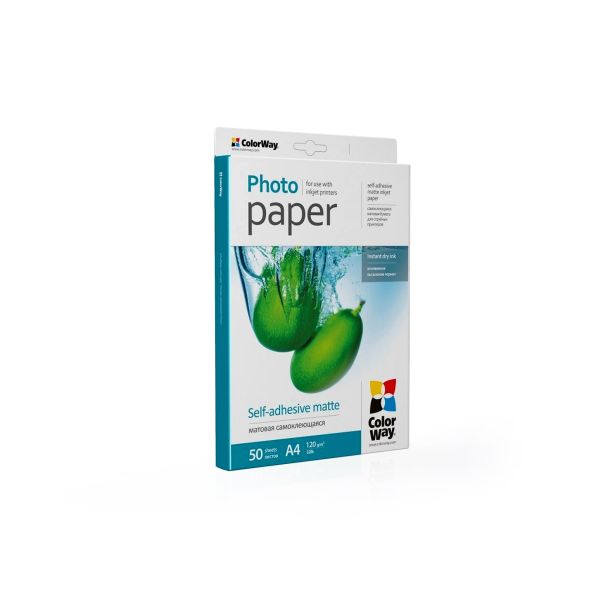 Fotopapier ColorWay Matný, Samolepiaci, 120/80g/m²,50ks,A4 (PMS1208050A4)