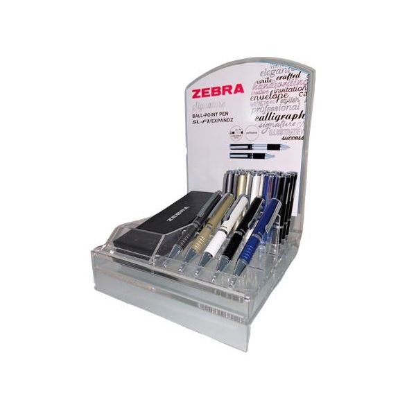 Guľôčkové pero, displej, 0,24, teleskopické, ZEBRA "SL-F1", modré