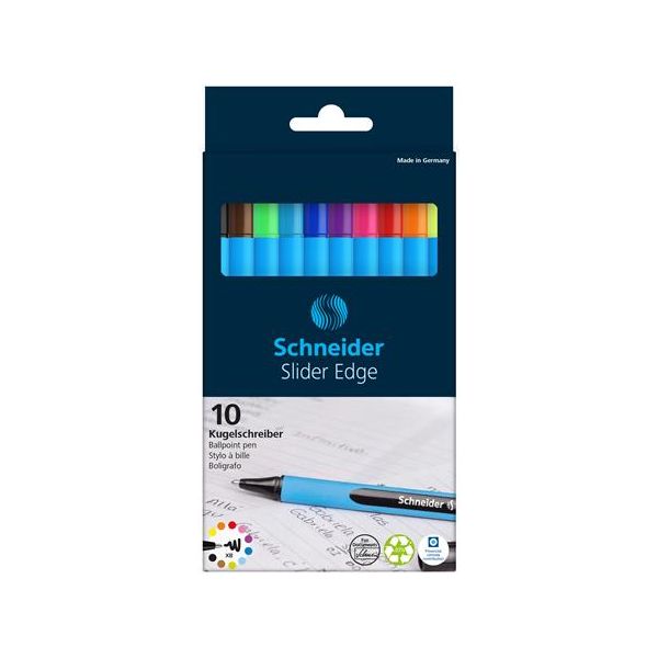 Guľôčkové pero, sada 0,7 mm, s vrchnákom, SCHNEIDER "Slider Edge XB", mix farieb