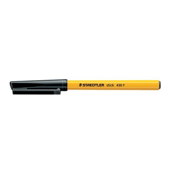 Guľôčkové pero, 0,3 mm, s vrchnákom, STAEDTLER "Stick 430 F", čierne