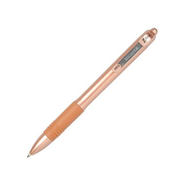 Guľôčkové pero, 0,27 mm, stláčací mechanizmus, ZEBRA "Z-Grip Smooth Rose Gold", modré