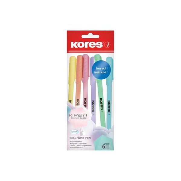 Guľôčkové pero, 1,0 mm, s uzáverom, trojuholníkový tvar, KORES "KOR-M Pastel", modré