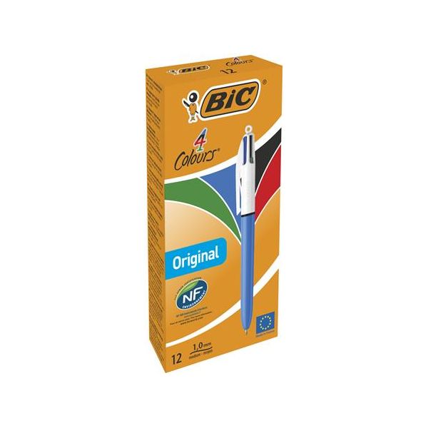Guľôčkové pero, 0,32 mm, stláčací mechanizmus, 4 farby, BIC "4 Colours Original"