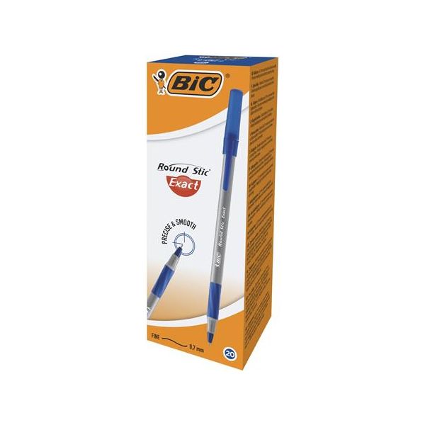 Guľôčkové pero, 0,28 mm, s vrchnákom, BIC "Round Stic Exact", modré
