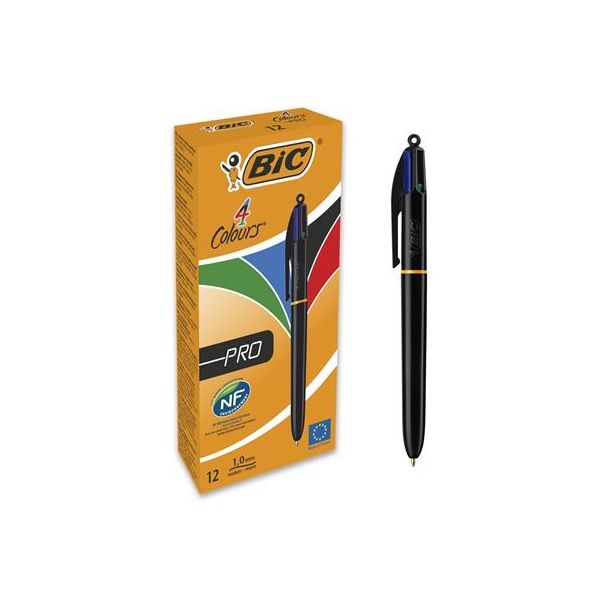 Guľôčkové pero, 0,32 mm, stláčací mechanizmus, 4 farby, BIC "4 Colours Pro"
