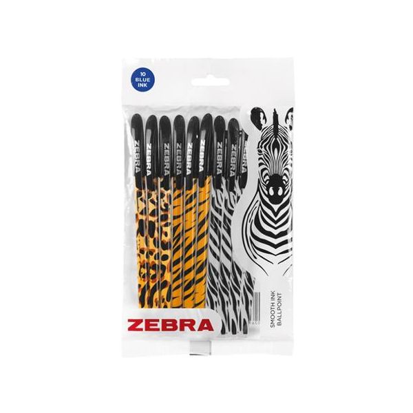 Guľôčkové pero, 0,27 mm, s vrchnákom, rôzne telo pera, ZEBRA "Animal Doodler`z", modrá