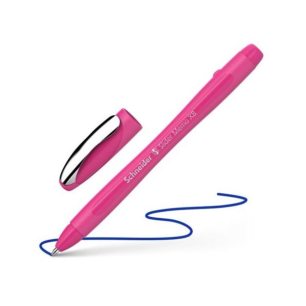 Guľôčkové pero, 0,7 mm, s vrchnákom, SCHNEIDER "Slider Memo XB", ružová