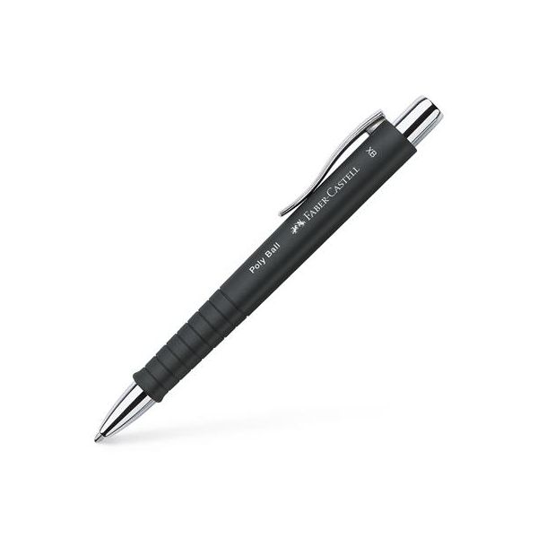 Guľôčkové pero, 0,7 mm, stláčací mechanizmus, čierno telo pera, FABER-CASTELL "Poly Ball", modrá