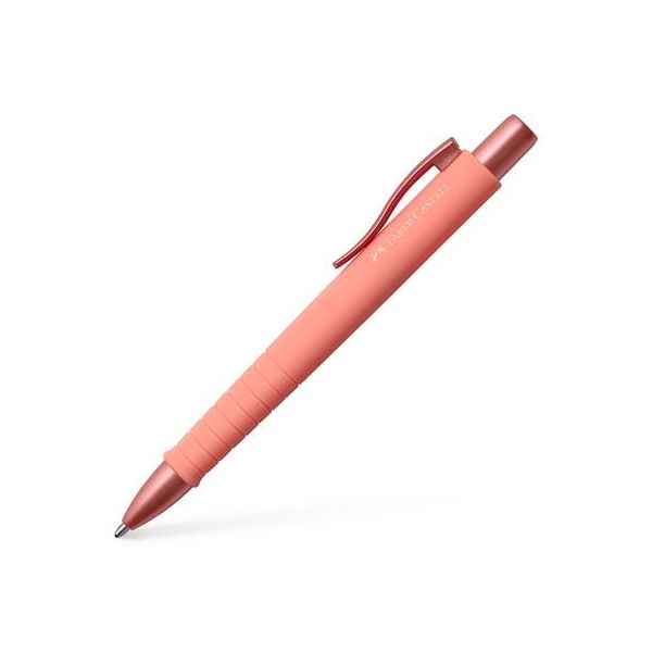 Guľôčkové pero, 0,7 mm, stláčací mechanizmus, koralové telo pera, FABER-CASTELL "Poly Ball Urban", modré