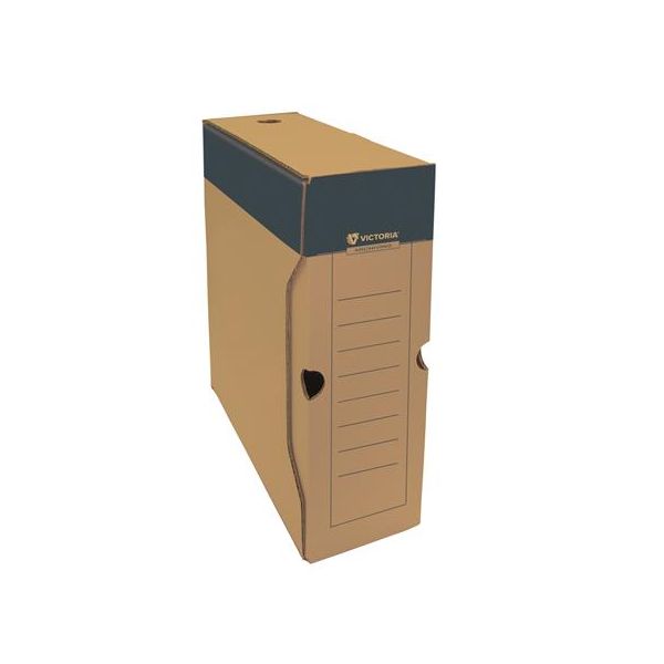 Archívny box, A4, 100 mm, kartón, VICTORIA OFFICE, prírodný