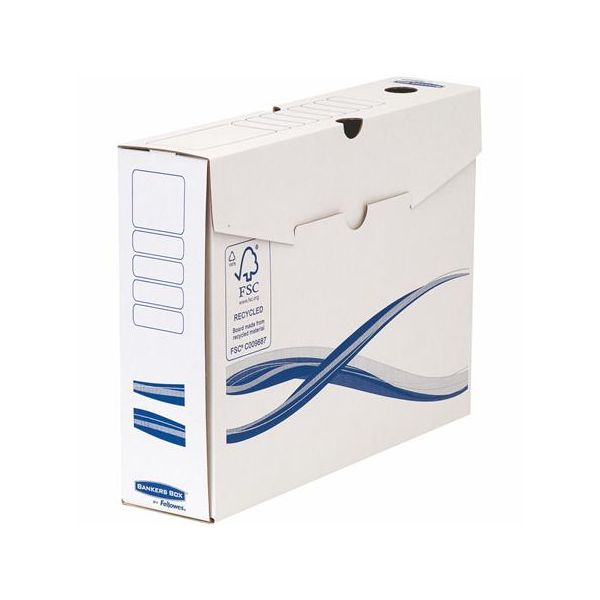 Archivačná krabica, A4, 80 mm, FELLOWES "Bankers Box Basic", modrá/biela