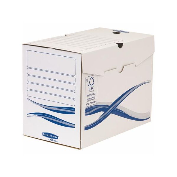 Archivačná krabica, A4, 200 mm, FELLOWES "Bankers Box Basic", modrá/biela