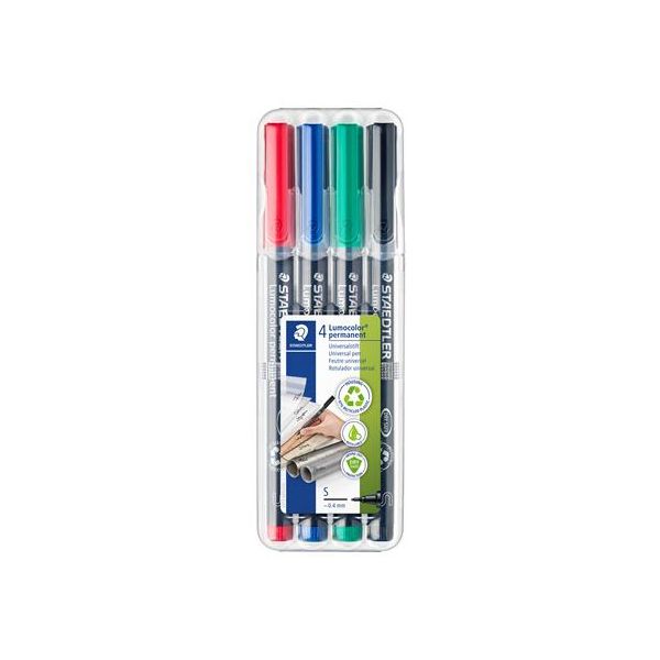 Permanentný popisovač, sada, OHP, 0,4 mm, STAEDTLER "Lumocolor® 313 S", 4 rôzne farby