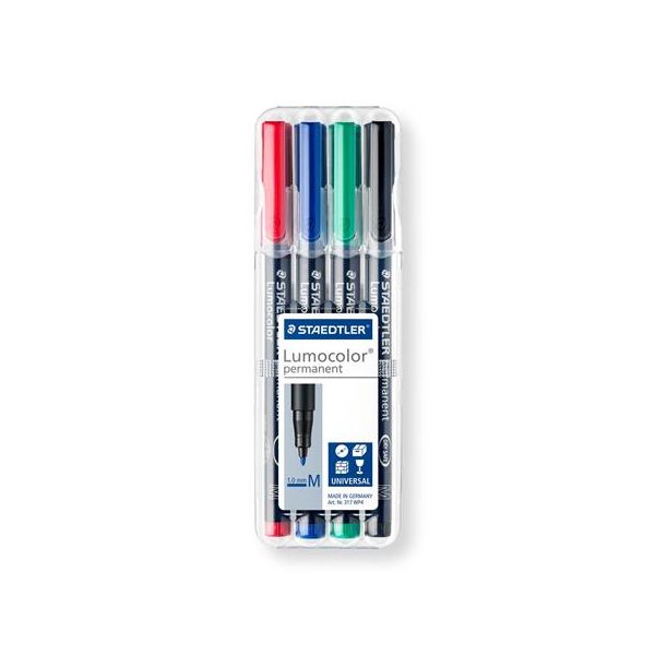 Permanentný popisovač, sada, OHP, 1 mm, STAEDTLER "Lumocolor® 317 M", 4 rôzne farby, 4ks