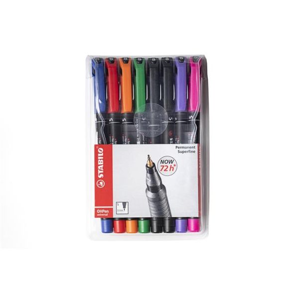 Permanentný popisovač, 0, 4 mm, STABILO "OHPen S", 8 rôznych farieb