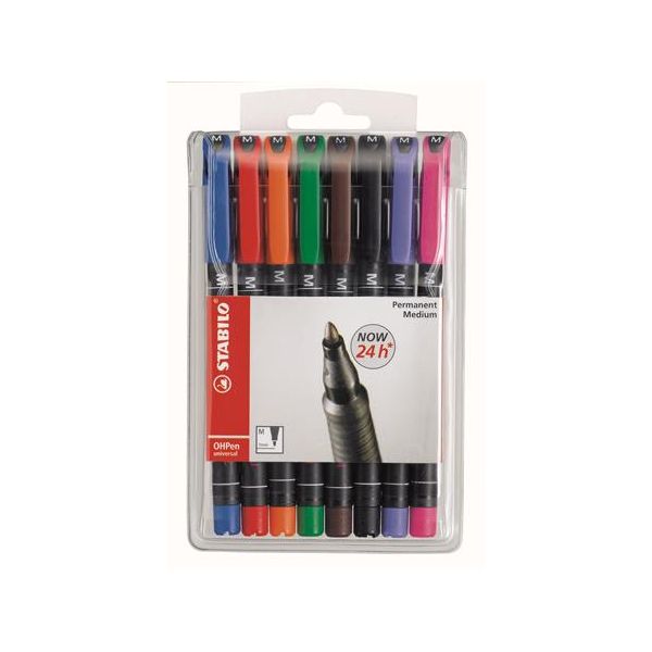 Permanentný popisovač, 1 mm, STABILO "OHPen M",  8 rôznych farieb