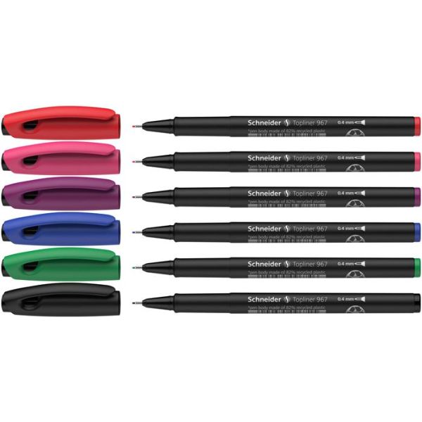 Liner, 0,4 mm, SCHNEIDER "Topliner 967", 6 rôznych farieb