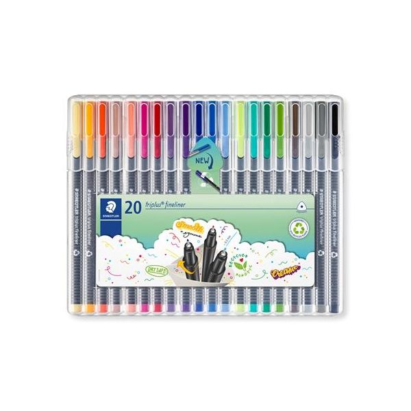 Liner, sada, 0,3 mm, STAEDTLER "Triplus 334", 20 rôznych farieb
