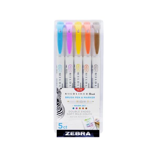 Fixky, sada, obojstranné, ZEBRA "Mildliner Warm", 5 farieb