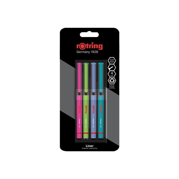 Liner, sada, 0,4 mm, ROTRING "Liner", 4 rôzne farby