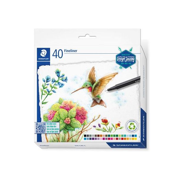 Liner, sada, 0,3 mm, STAEDTLER "Triplus 334 Design Journey", 40 rôznych farieb