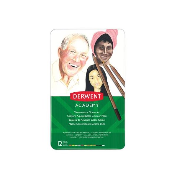 Akvarelové ceruzky, sada, DERWENT "Academy", 12 rôznych farieb