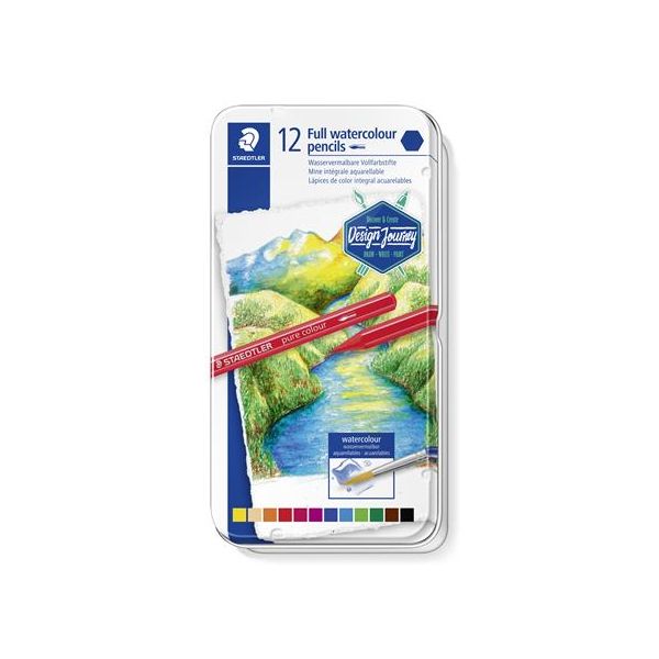 Akvarelové ceruzky, sada, v plechovej krabičke, šesťhranné, STAEDTLER® "146 10G", 12 rôznych farieb