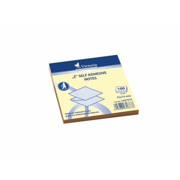 Samolepiaci bloček, "Z", 75x75 mm, 100 listov, VICTORIA OFFICE, žltá, 100list