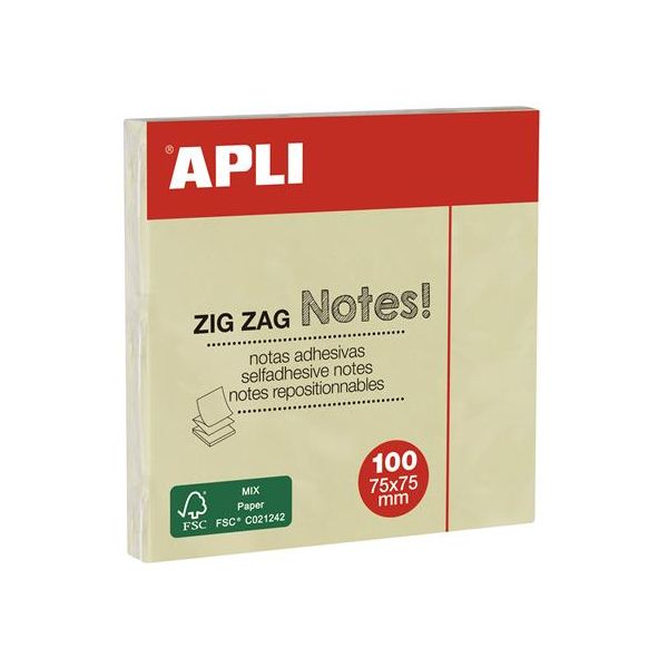 Samolepiaci bloček, "Z", 75x75, 100 listov, APLI, žltý